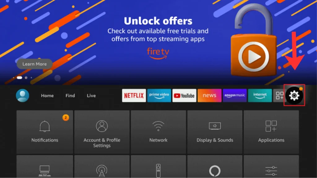 setting option on fire tv homescreen