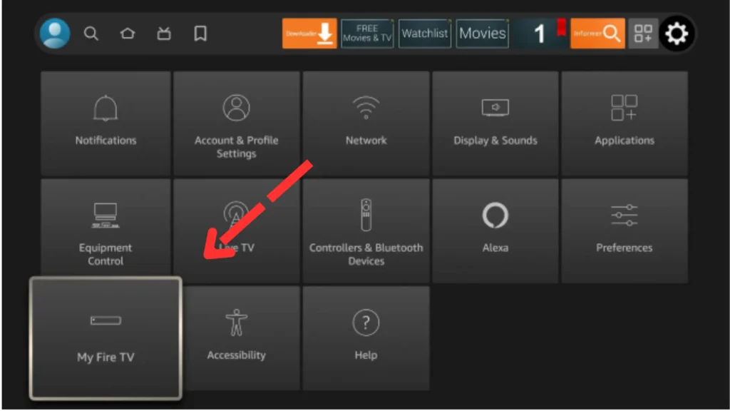my fire tv option from setting tab on fire tv