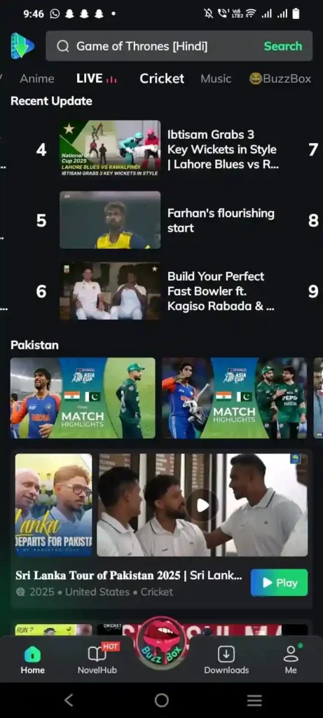 Moviebox 6 Moviebox cricket section for live cricket streaming