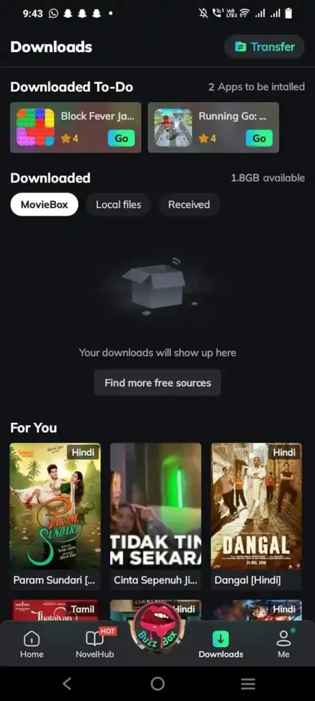 Moviebox 5 Moviebox download section to download movies