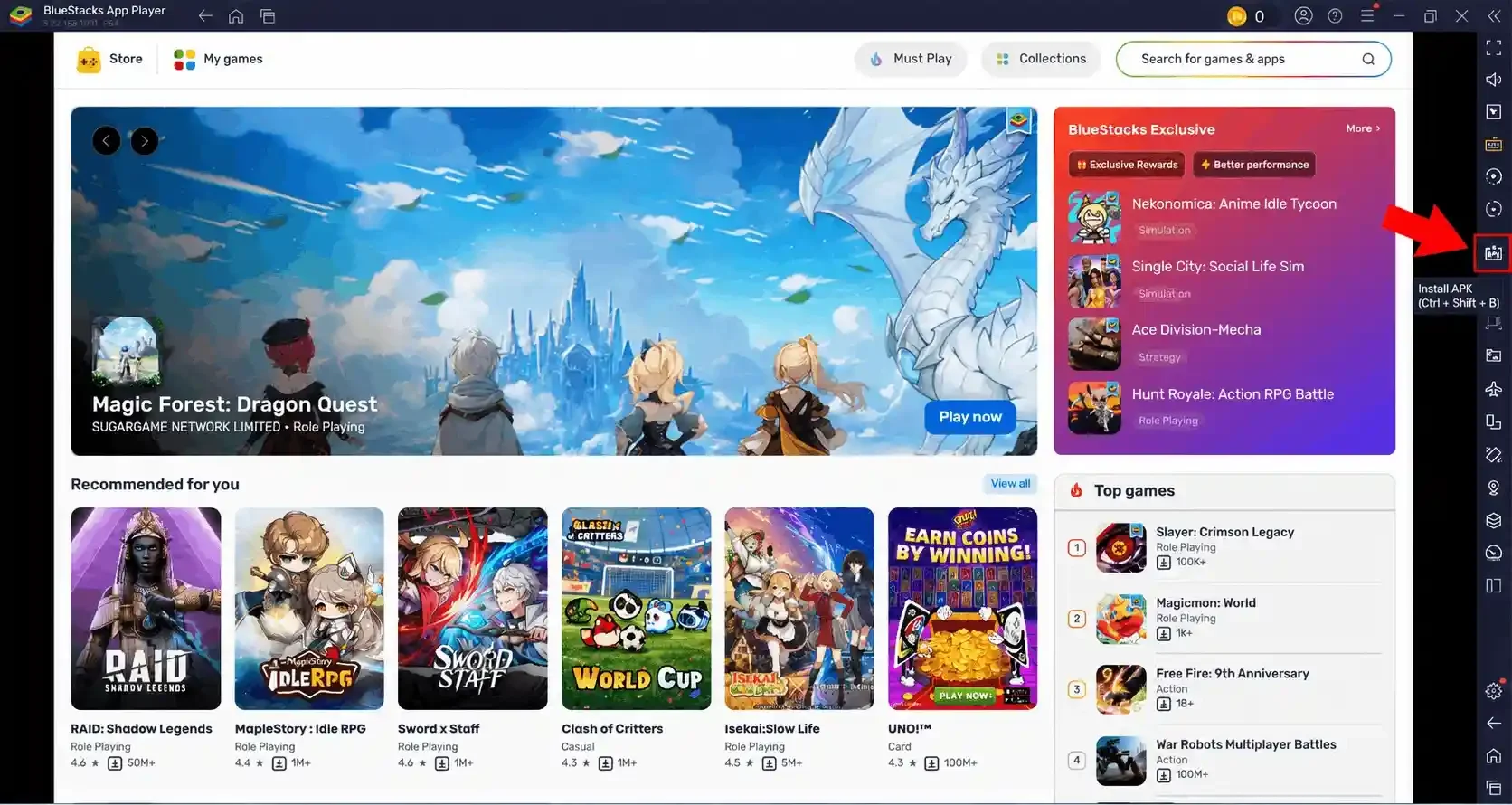 install apk option in bluestack